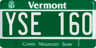 VT license plate YSE160
