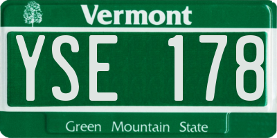VT license plate YSE178