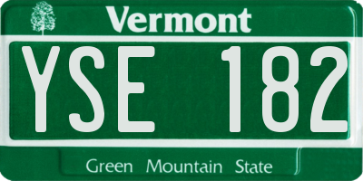VT license plate YSE182