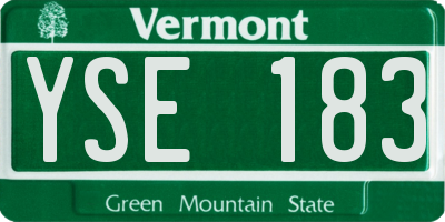 VT license plate YSE183