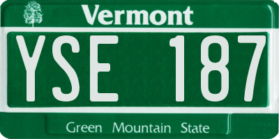 VT license plate YSE187