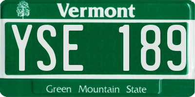 VT license plate YSE189