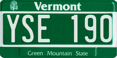 VT license plate YSE190