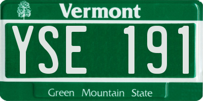 VT license plate YSE191