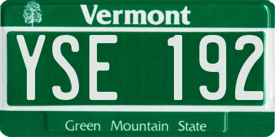 VT license plate YSE192