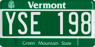 VT license plate YSE198