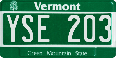 VT license plate YSE203