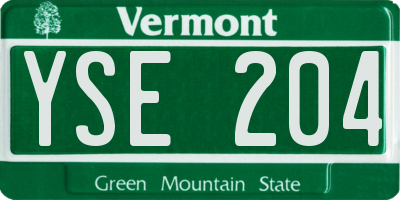 VT license plate YSE204