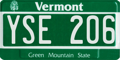 VT license plate YSE206