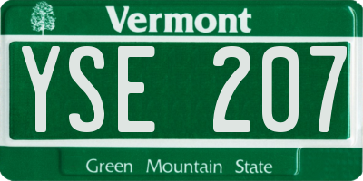 VT license plate YSE207