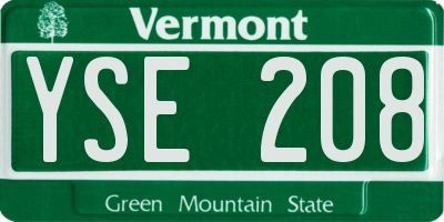 VT license plate YSE208