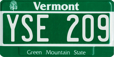 VT license plate YSE209
