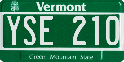 VT license plate YSE210