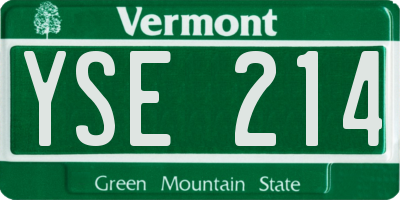 VT license plate YSE214