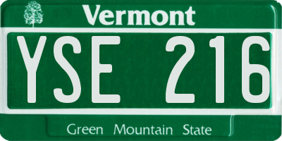 VT license plate YSE216