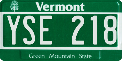VT license plate YSE218