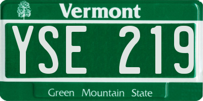 VT license plate YSE219