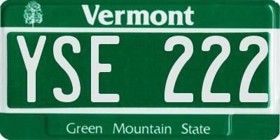 VT license plate YSE222