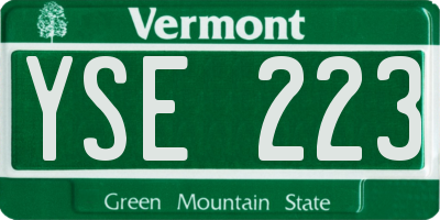 VT license plate YSE223