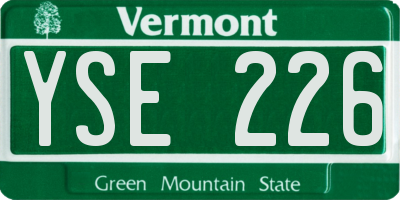 VT license plate YSE226
