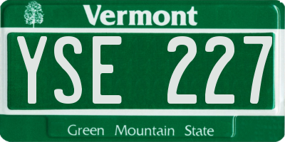 VT license plate YSE227