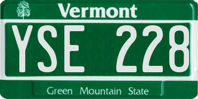 VT license plate YSE228