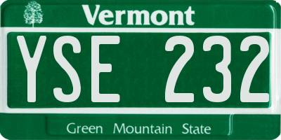 VT license plate YSE232