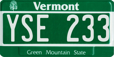 VT license plate YSE233