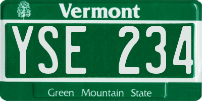 VT license plate YSE234