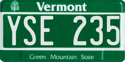 VT license plate YSE235