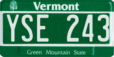 VT license plate YSE243