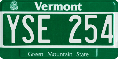 VT license plate YSE254