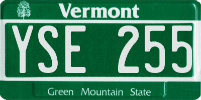 VT license plate YSE255