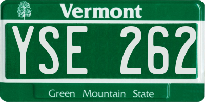 VT license plate YSE262
