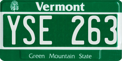 VT license plate YSE263