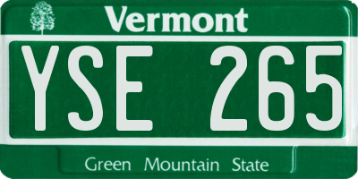 VT license plate YSE265