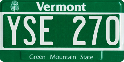 VT license plate YSE270