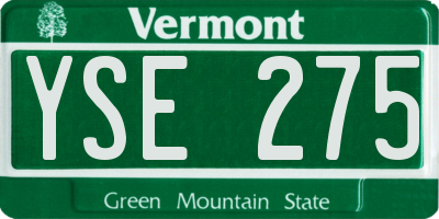 VT license plate YSE275