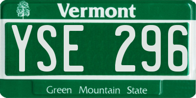 VT license plate YSE296