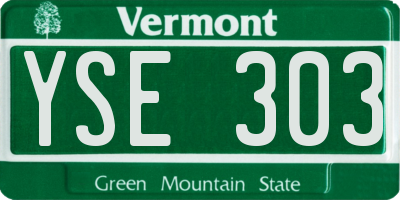 VT license plate YSE303