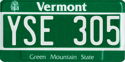 VT license plate YSE305