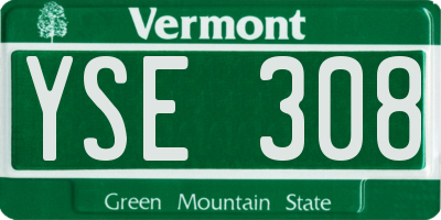 VT license plate YSE308
