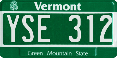 VT license plate YSE312