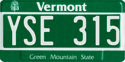 VT license plate YSE315