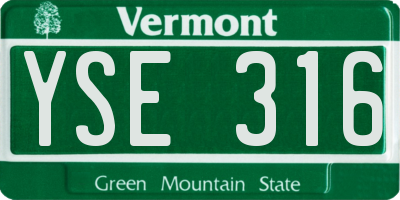 VT license plate YSE316