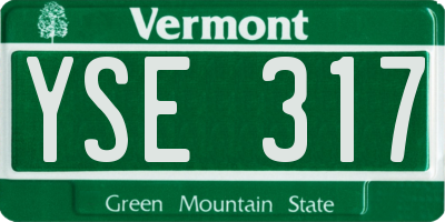 VT license plate YSE317