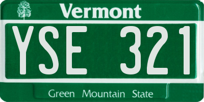 VT license plate YSE321