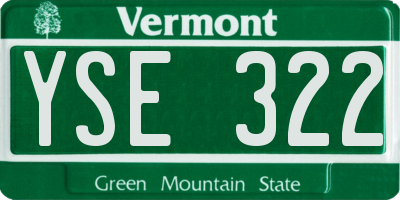 VT license plate YSE322