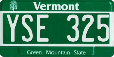 VT license plate YSE325