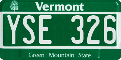 VT license plate YSE326